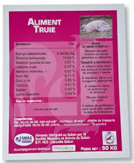 ENERGIE + TRUIE - aliments pour porc - DEAG Gabon